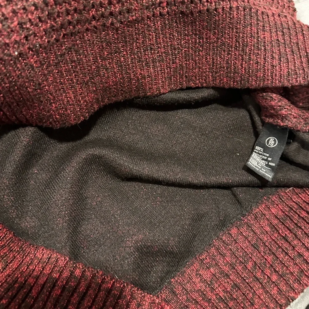 Buffalo David Button Mens XL Pullover Burgundy Speckle Knit Long Sleeve Sweater.